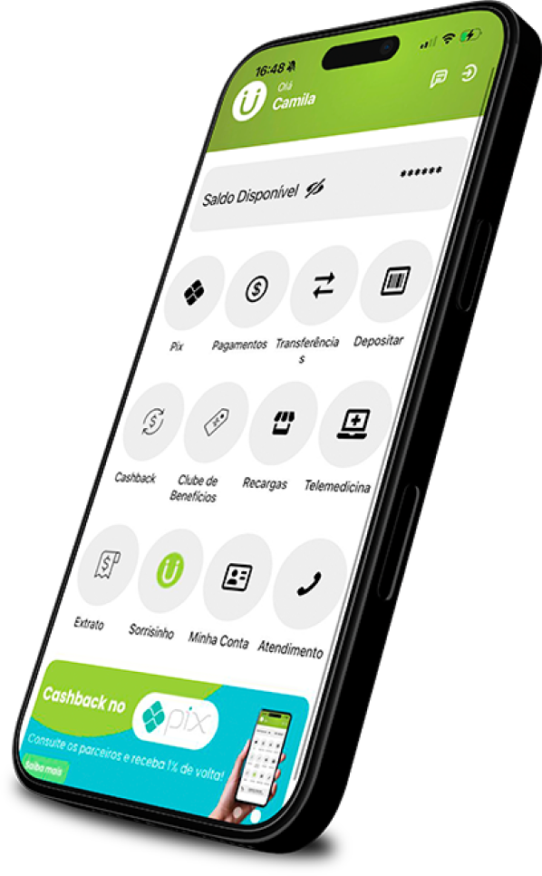 iPhone com o app UZMI
